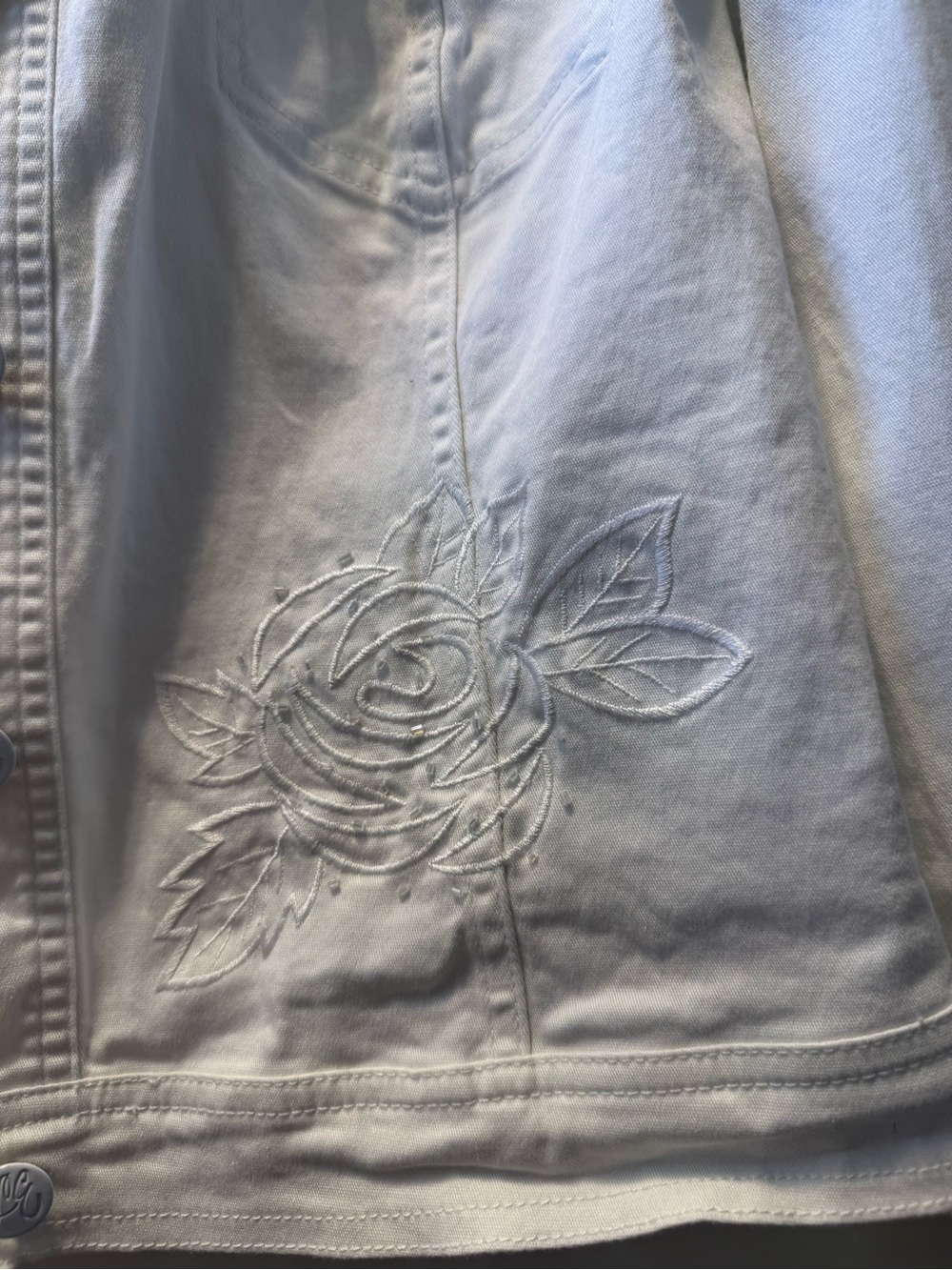 White Embroidered Cotton Jacket - Women - Picture 5 of 11
